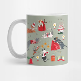 Festive retro Christmas cats modern traditional holiday Mug